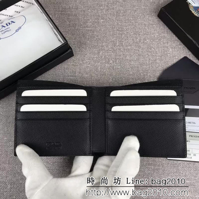 PRADA普拉達 官網同步 專櫃最新款 十字紋牛皮 男士短款錢夾 2M0513 DD1888